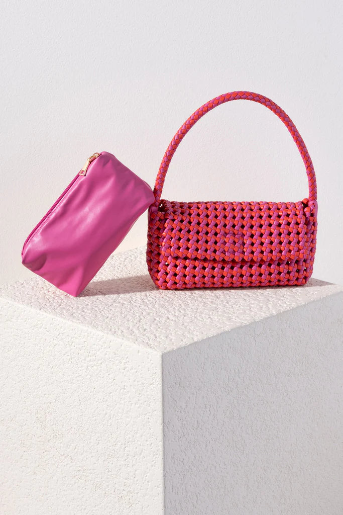 Rae Pink Woven Shoulder Bag