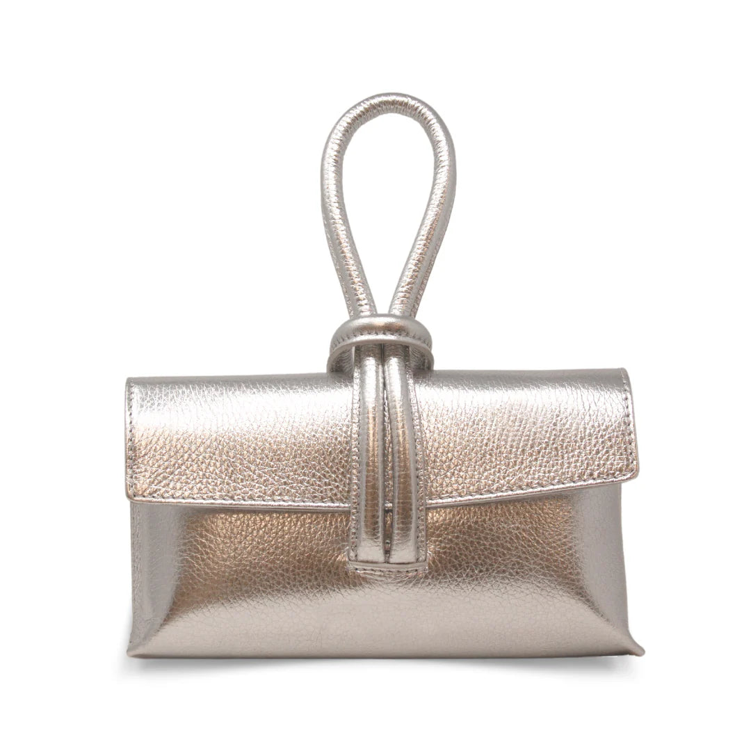 Dixie Leather Wristlet Bag - Silver