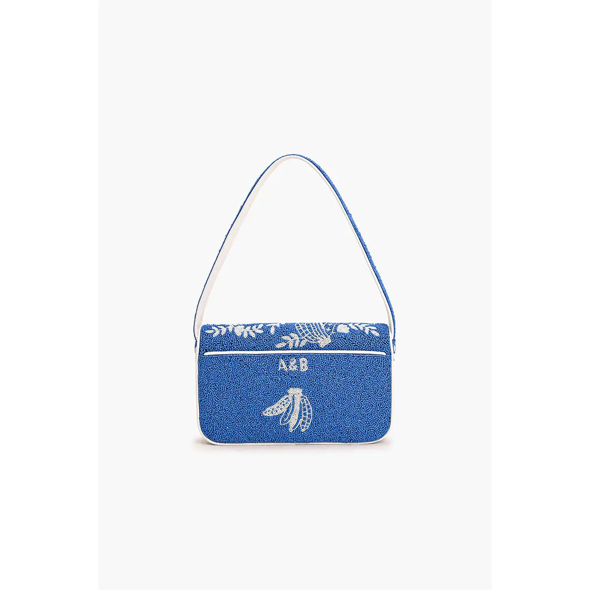 Blue and White Beaded Shoulder Bag