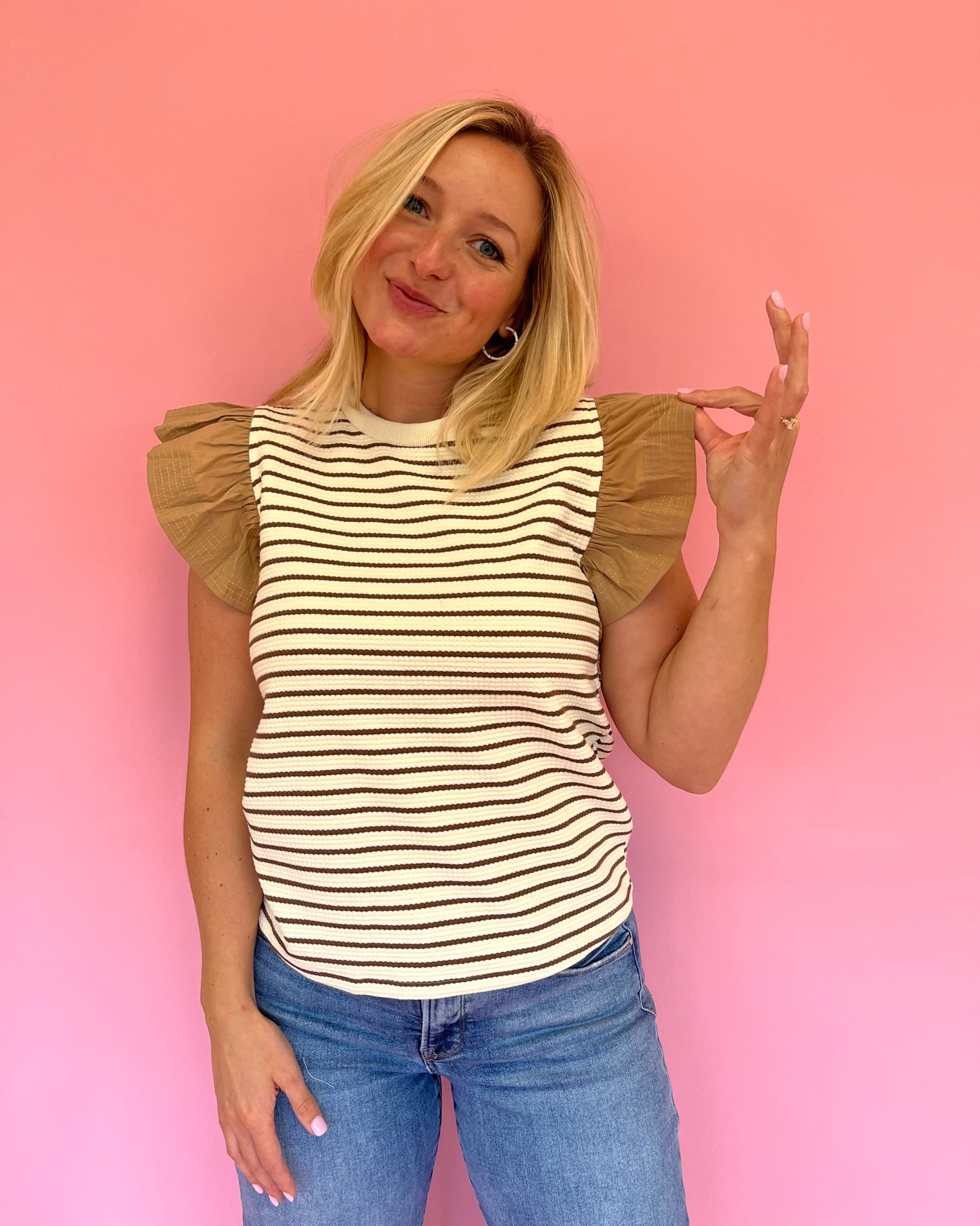 Shelby Tan Stripe Top