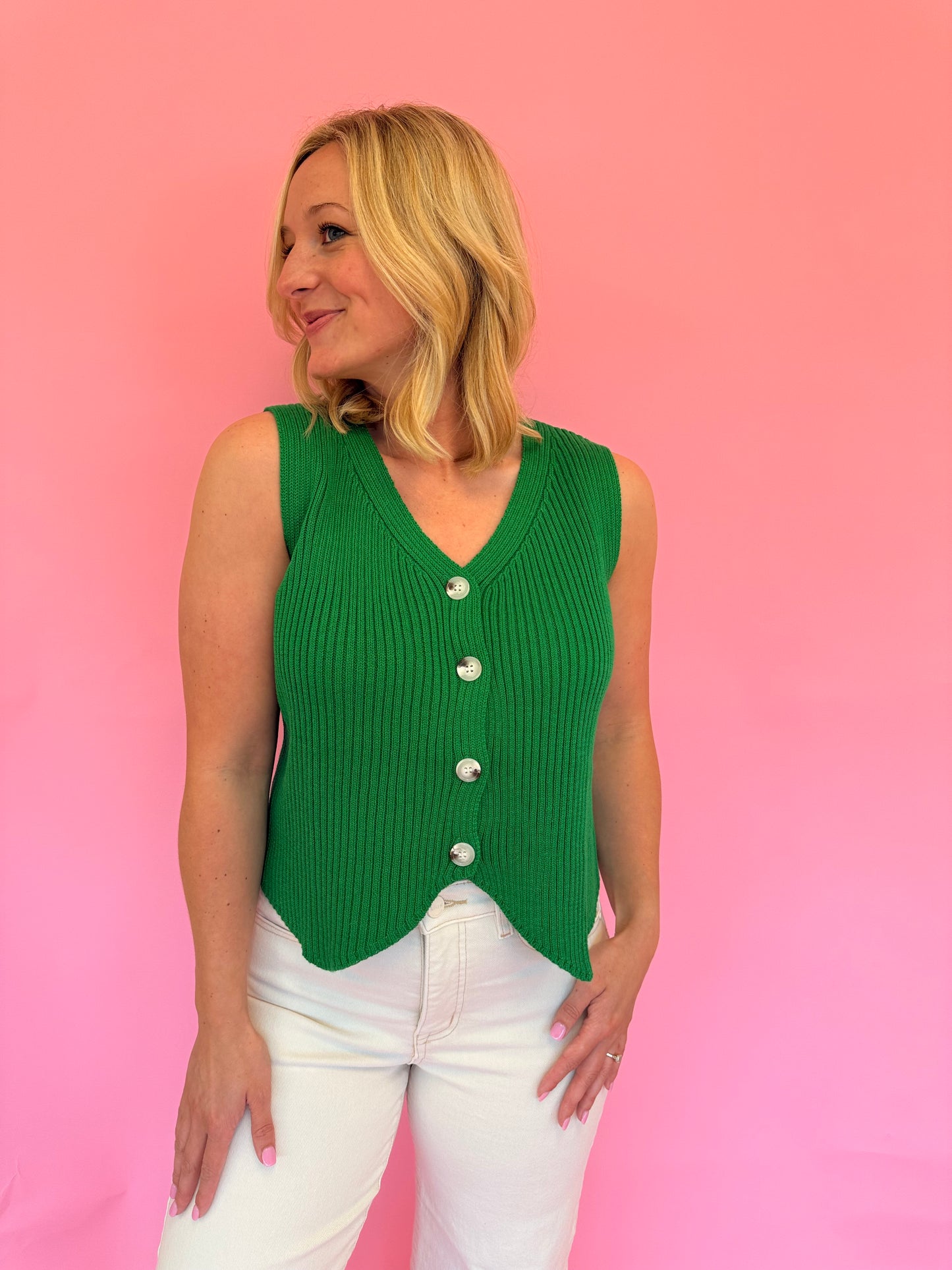 Bri Green Sweater Vest
