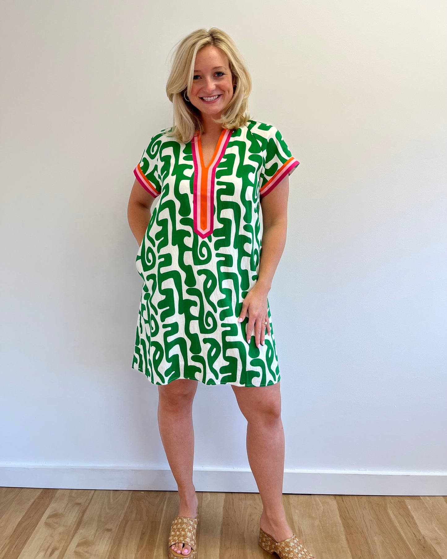 Georgette Green Pattern Dress