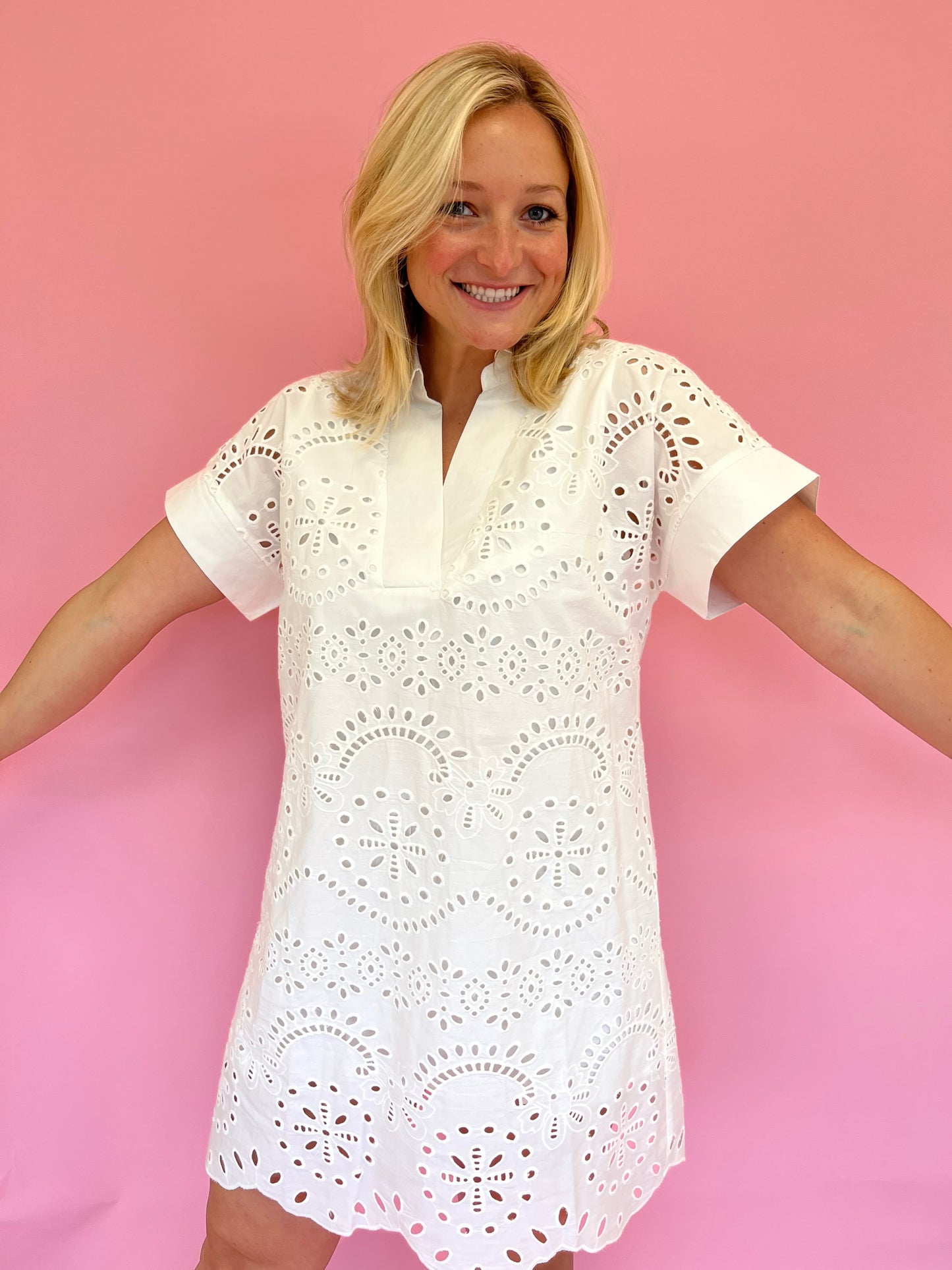 Anne White Eyelet Dress