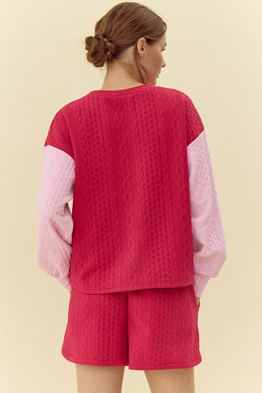 Cranberry Cable Knit Set