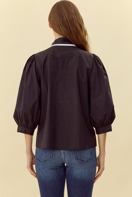 Jane Black Bow Button Down