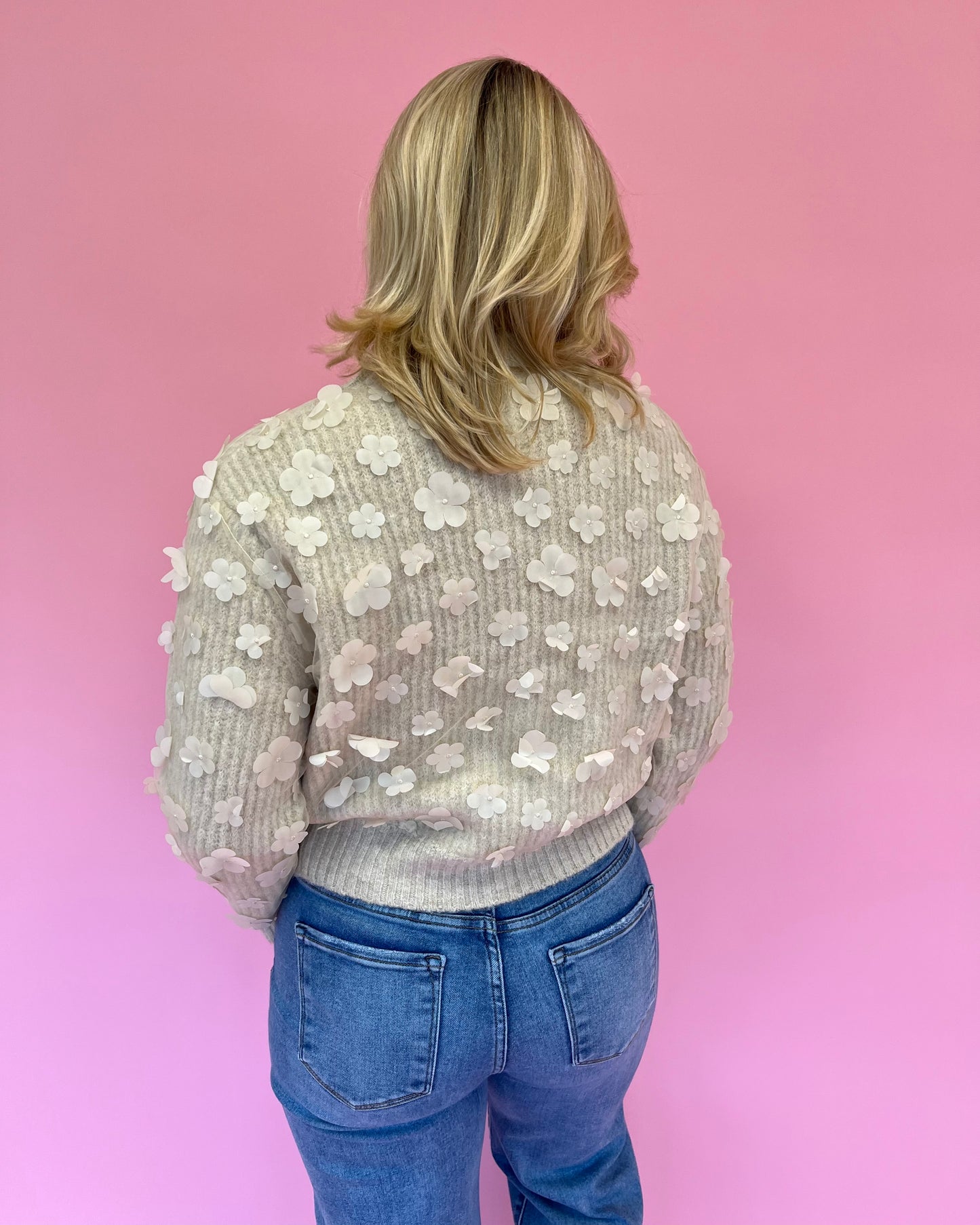 Isabel Cream Flower Detail Sweater