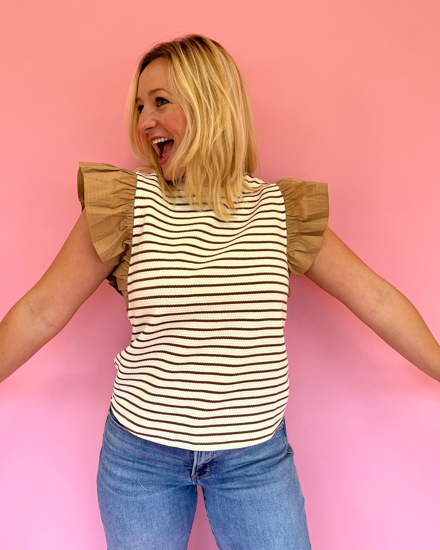 Shelby Tan Stripe Top