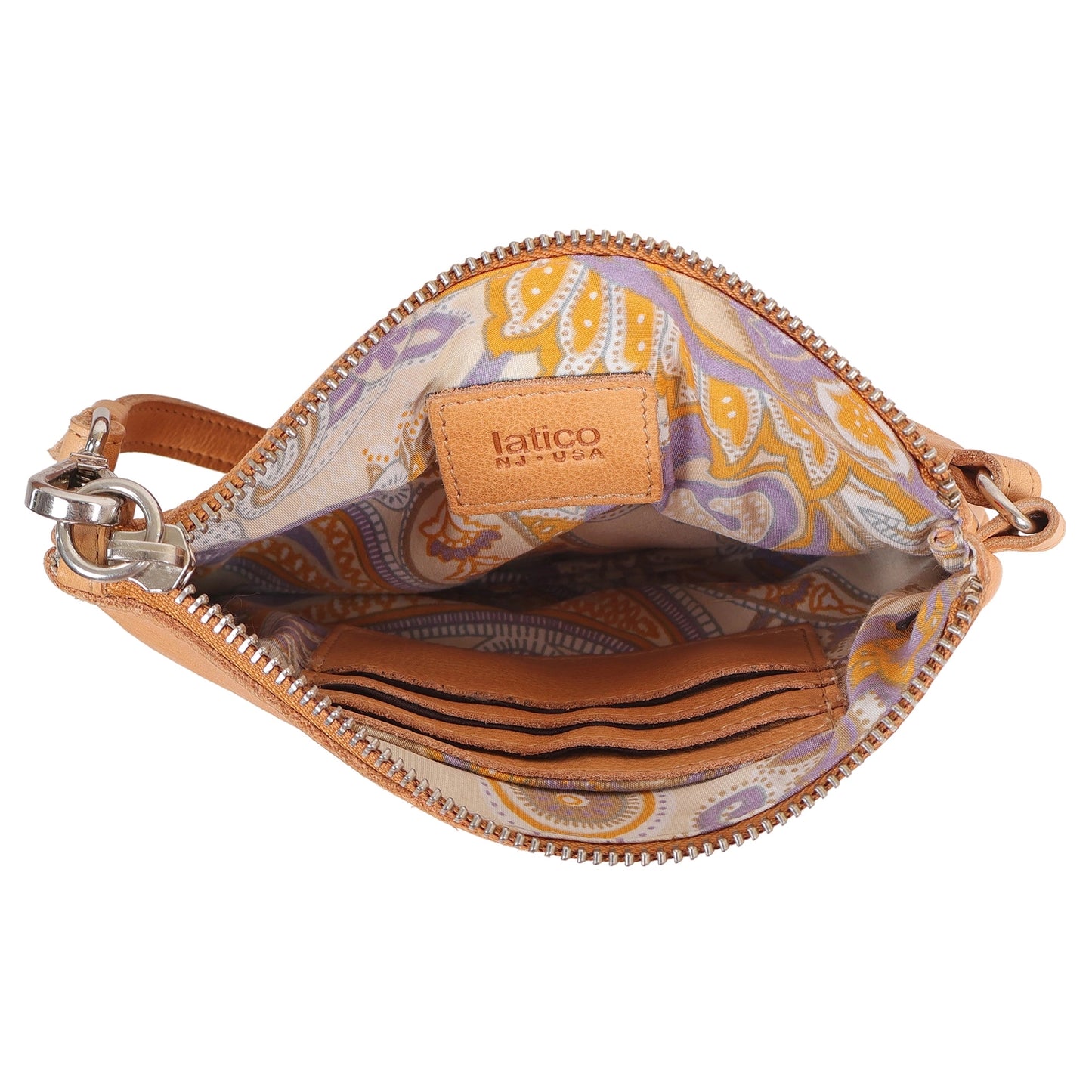 Camel Heart Embroidered Leather Wristlet