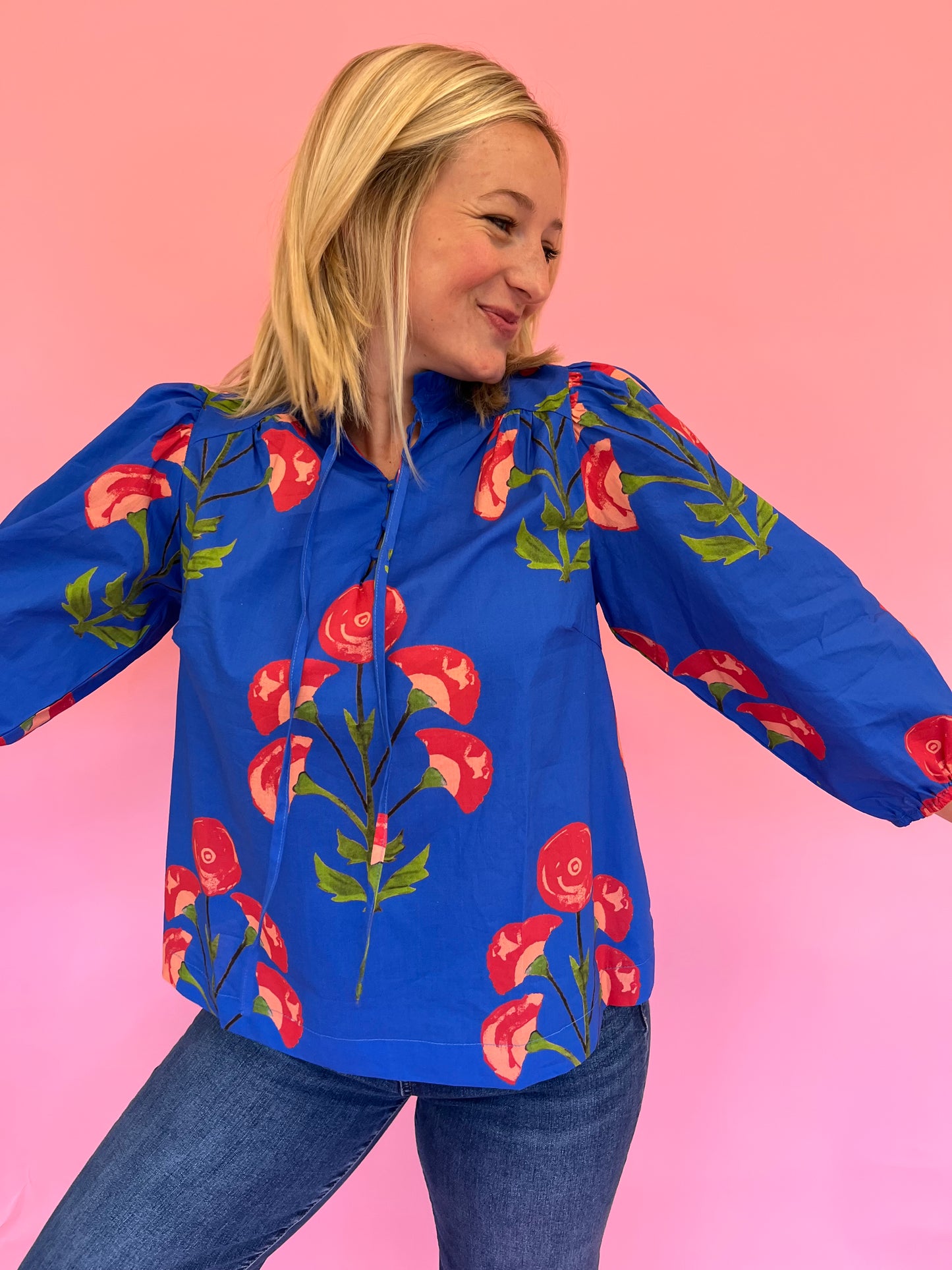 Colleen Blue Floral Top