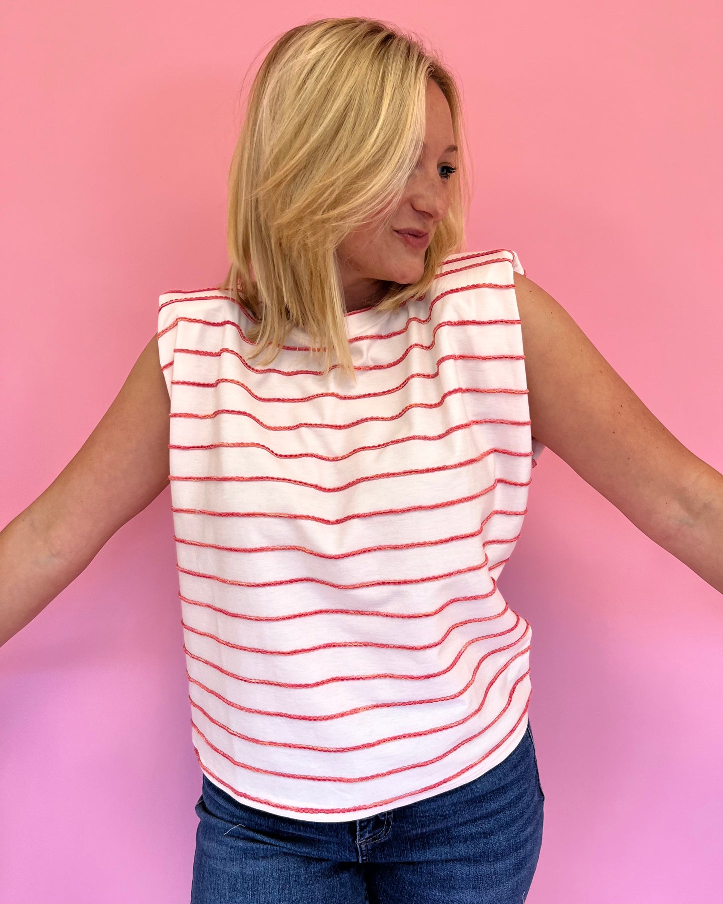Jane Red Stripe Top