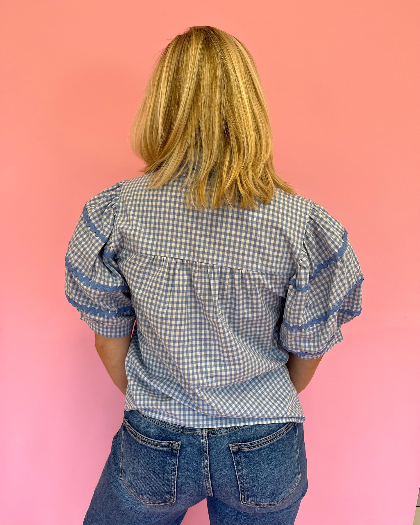 Amy Blue Gingham Top