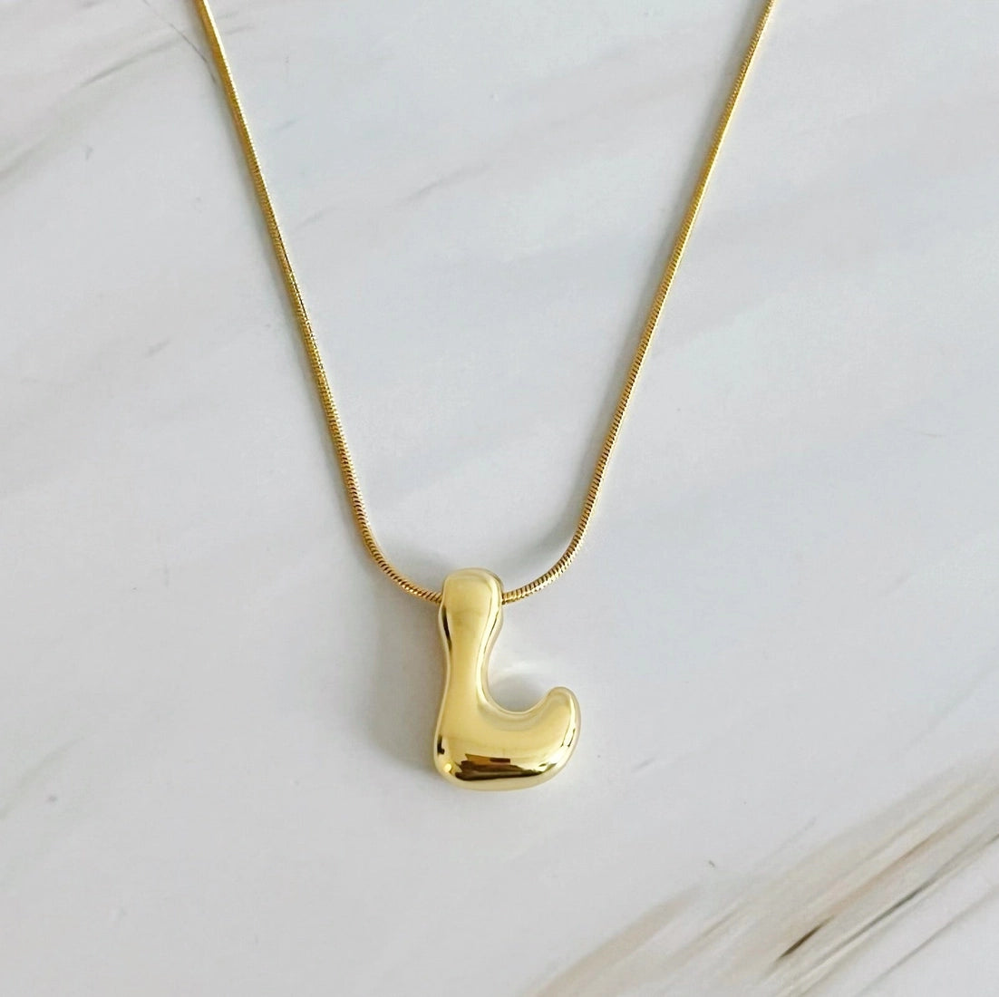 Bubble Gold Initial Necklace