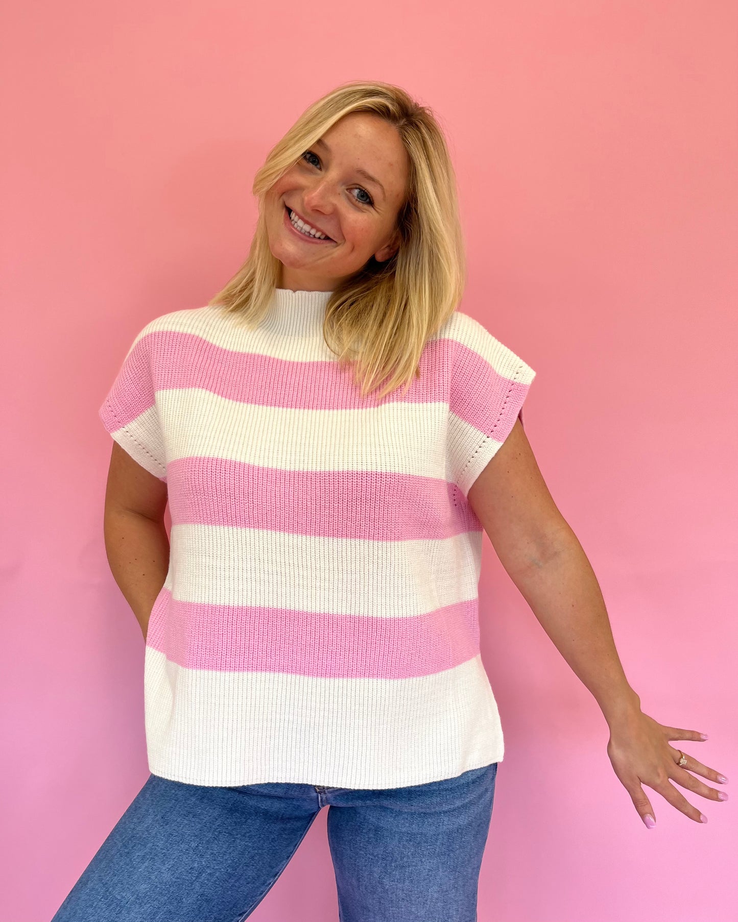 Hannah Pink Stripe Knit Top