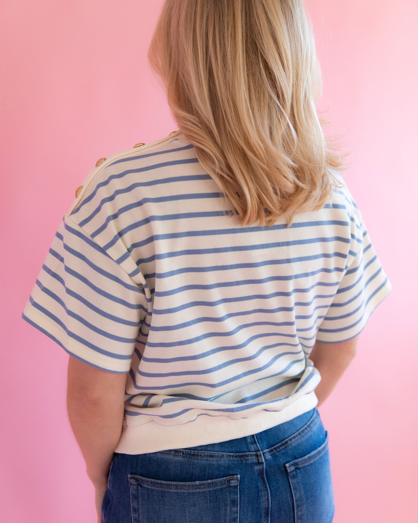 Misty Blue Stripe Top