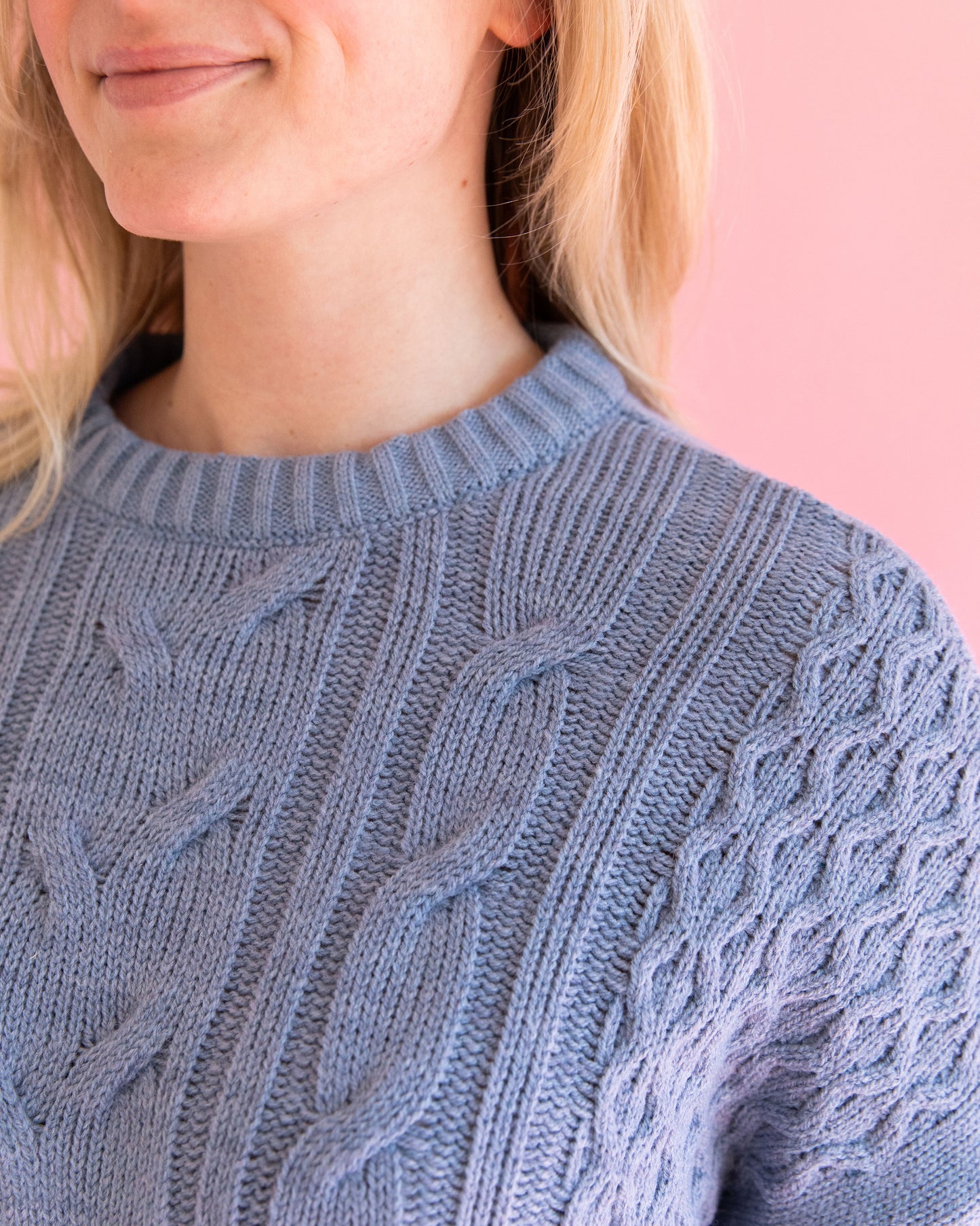 Cotswold Cable Knit Sweater - Misty Blue