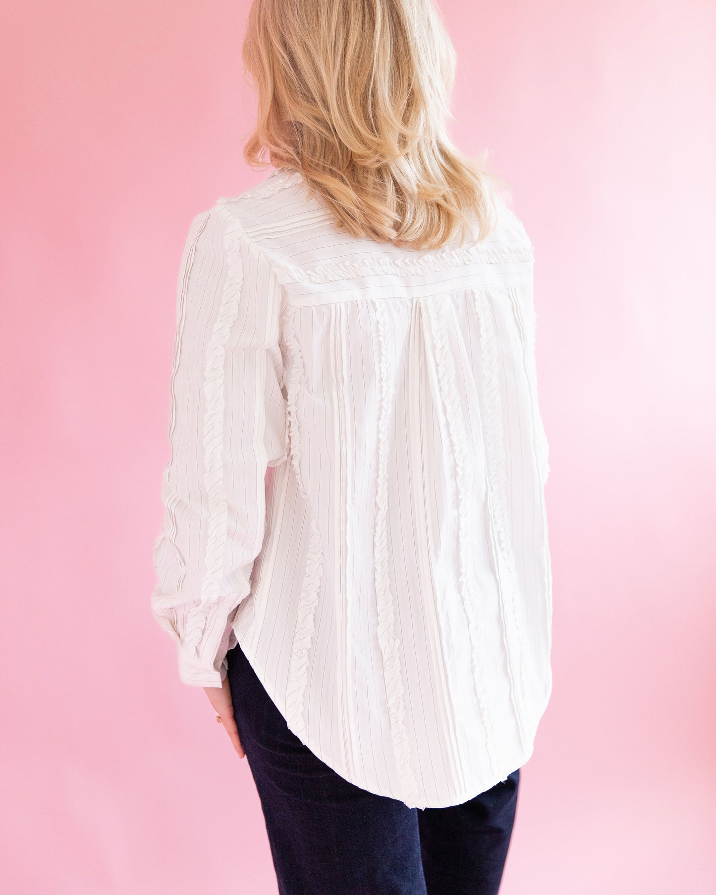 Quinnie White Ruffle Detail Top