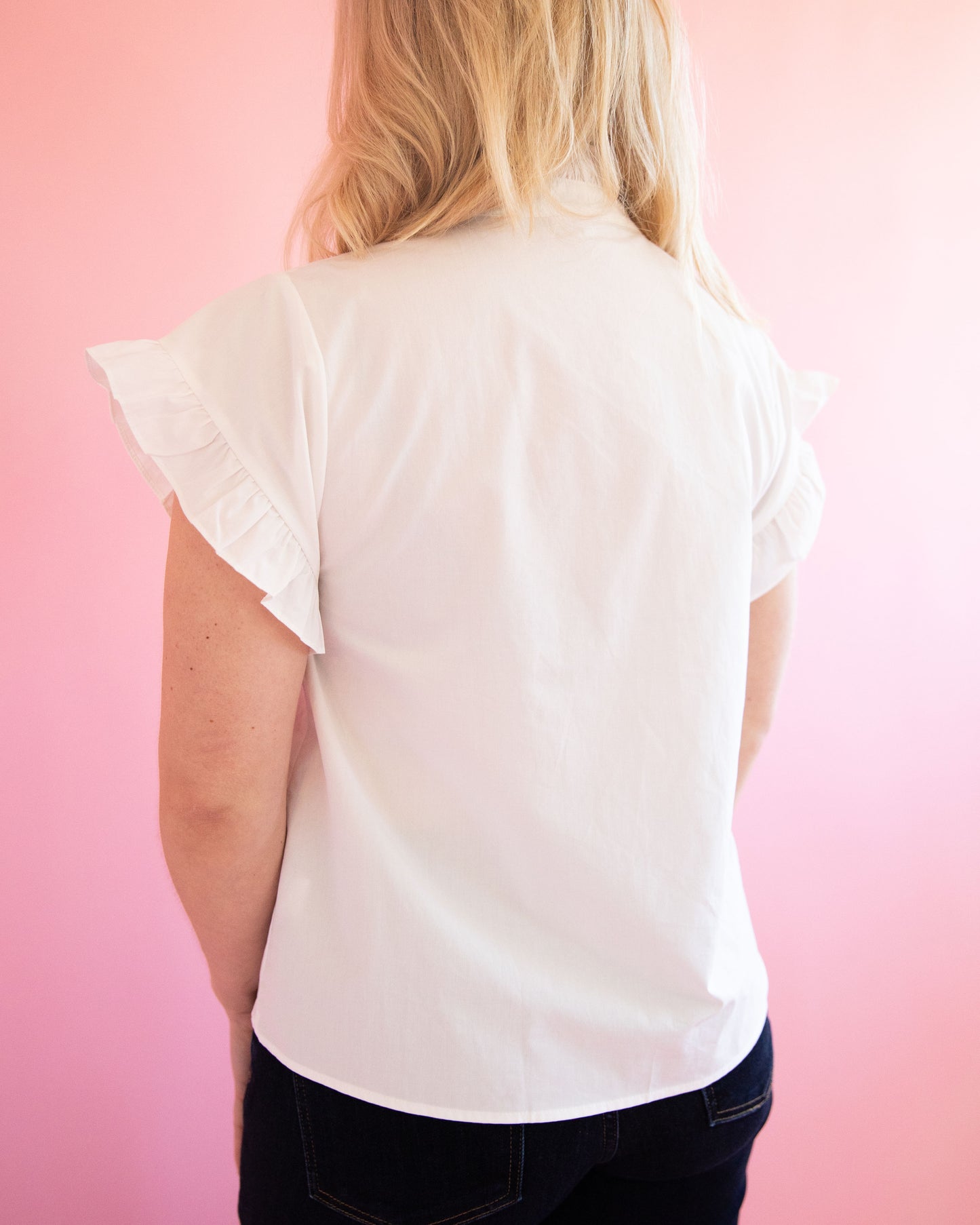 Bri White Ruffle Top