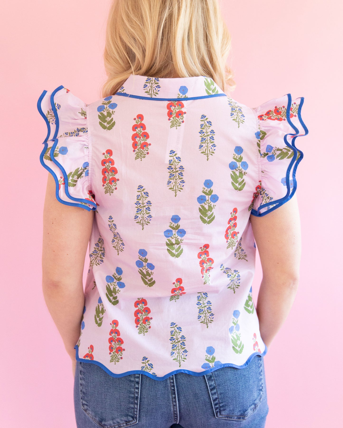 Mel Pink Block Print Top