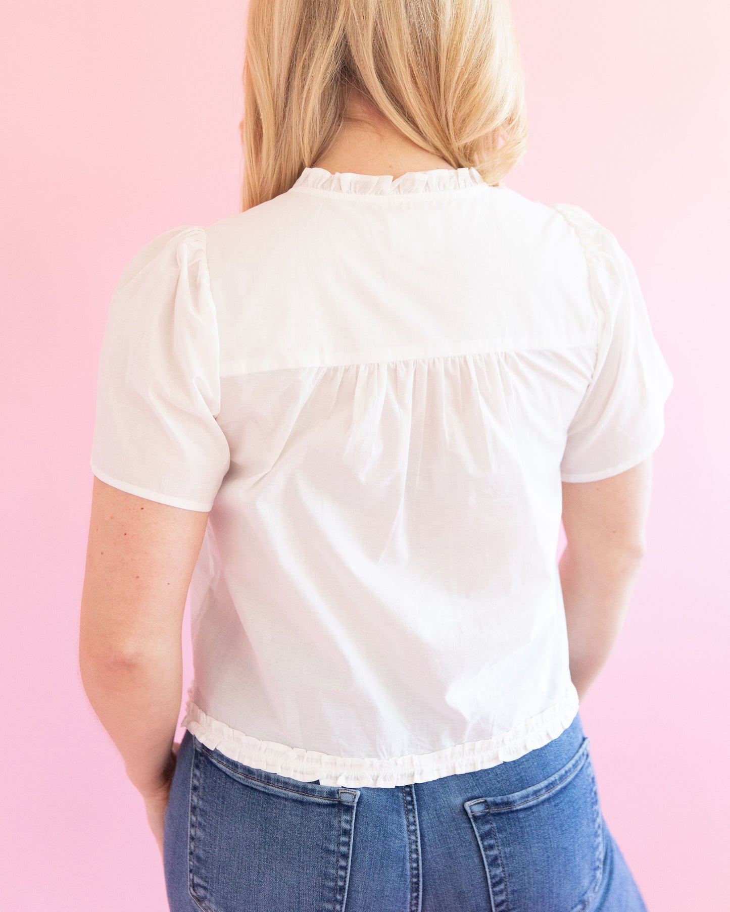 Lorelei White Ruffle Detail Blouse