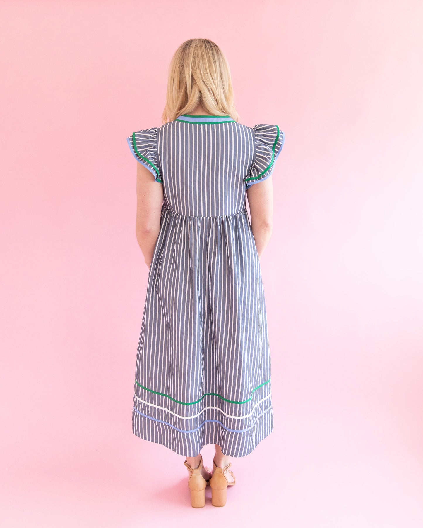 Janelle Denim Stripe Midi Dress
