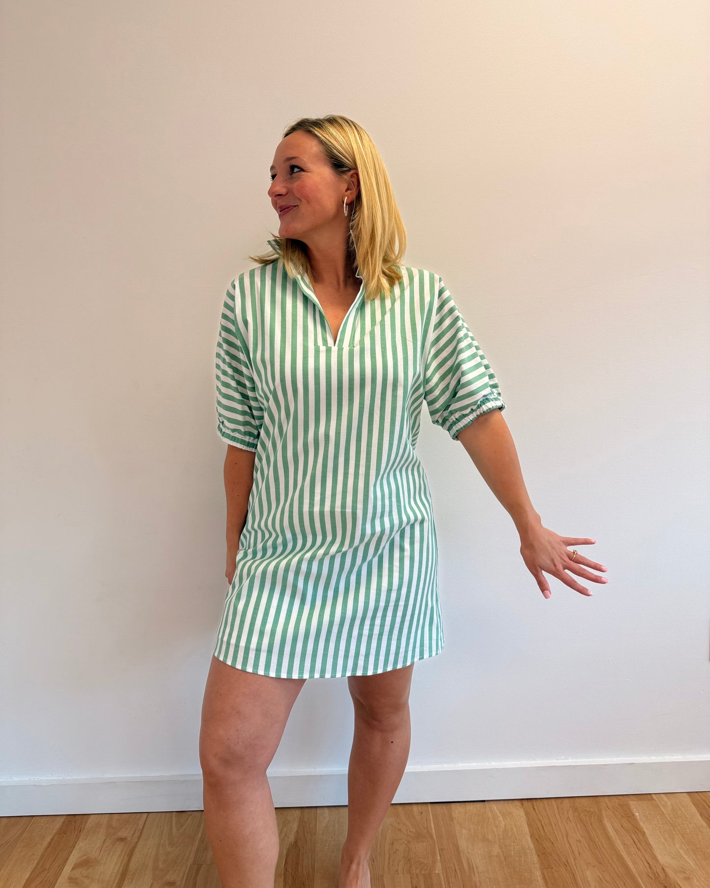 Charlotte Green Stripe Dress