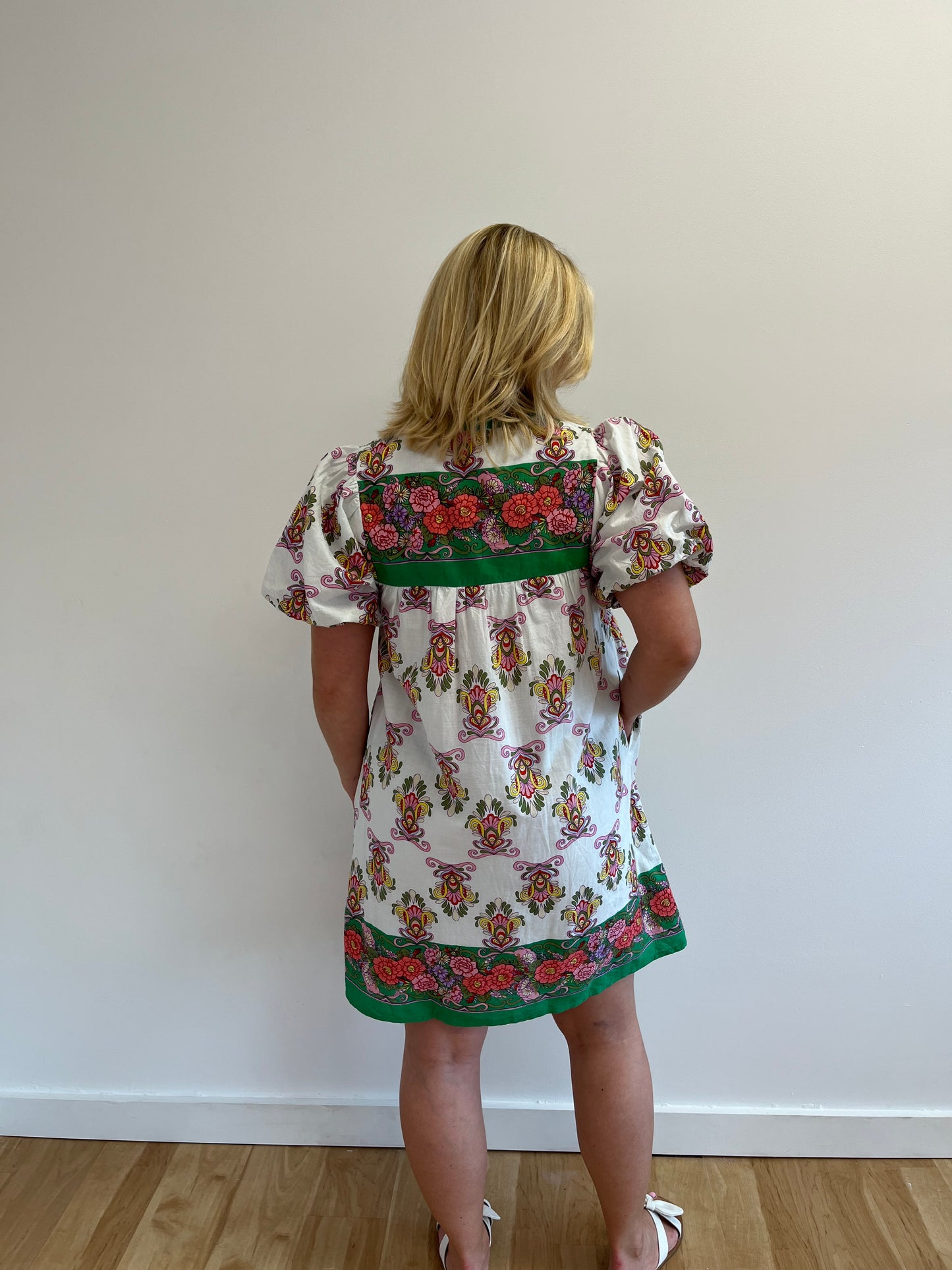 Bessie White Block Print Dress