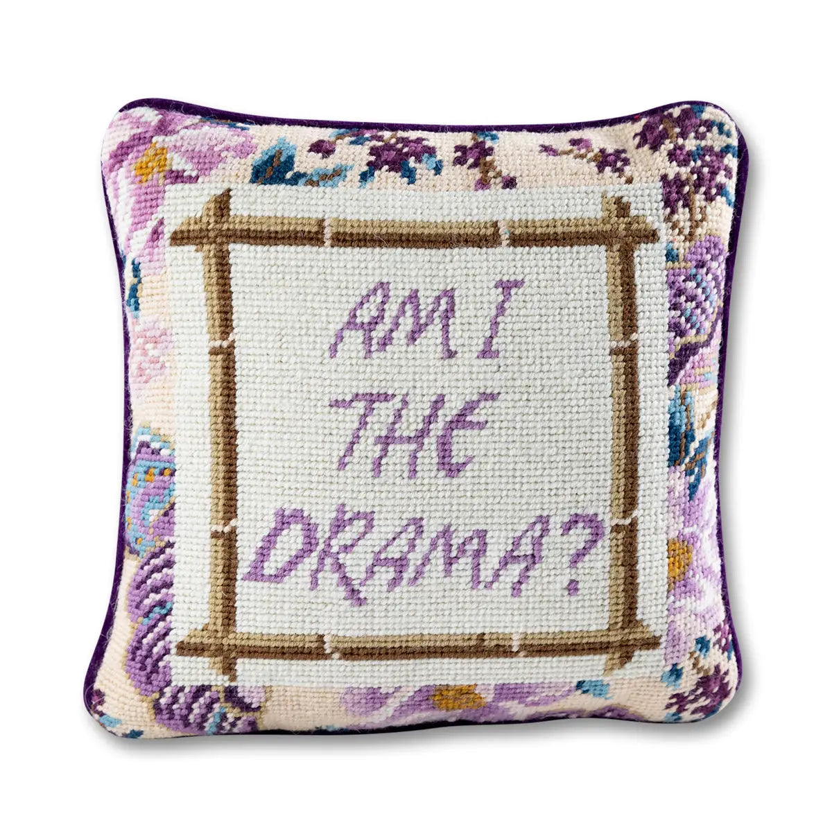 Am I the Drama Needlepoint Pillow