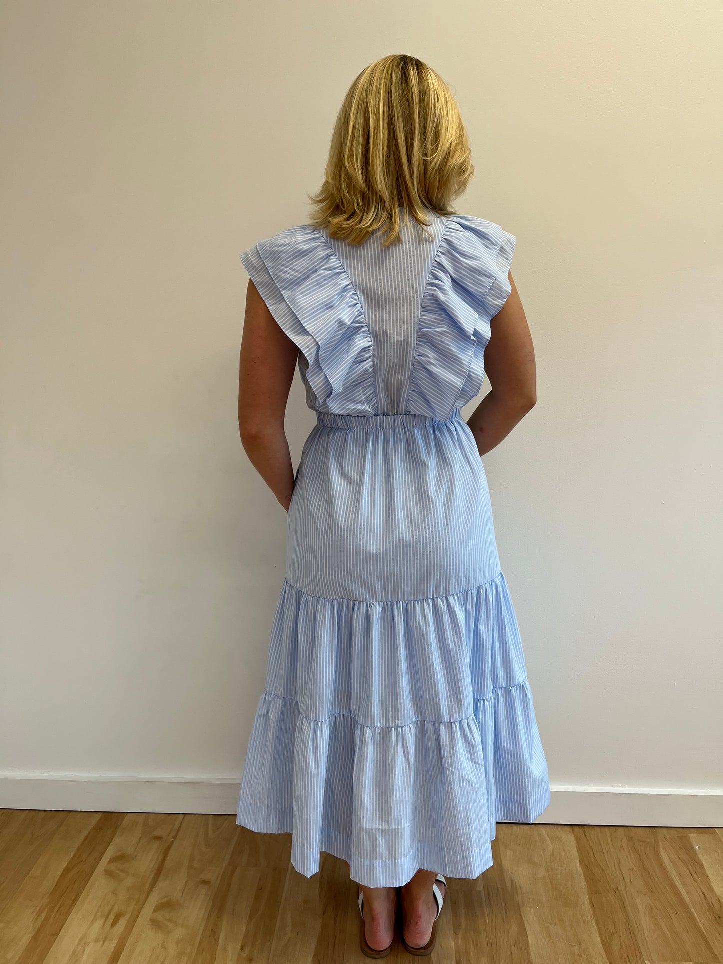 Elaine Blue and White Stripe Dress