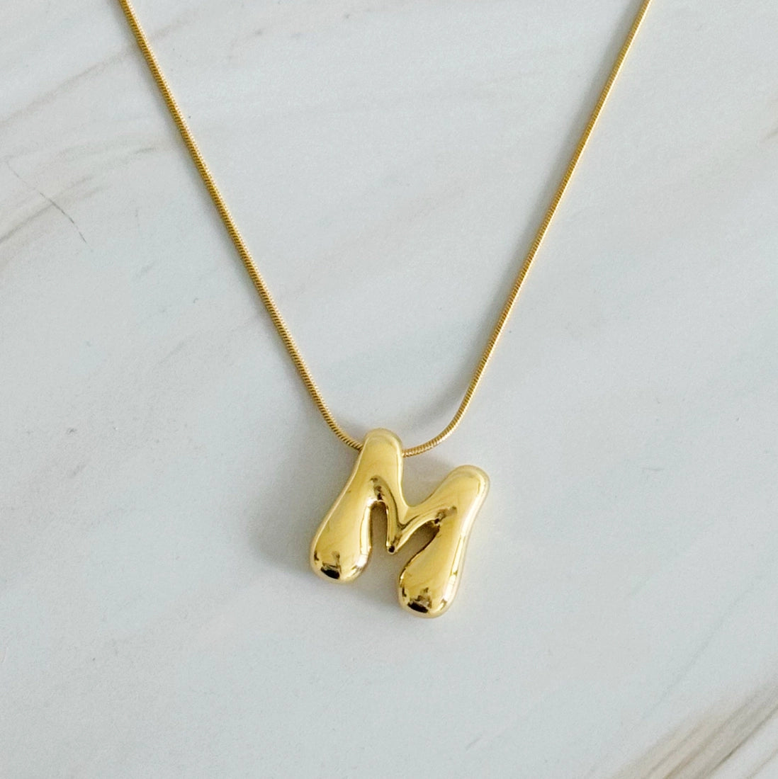 Bubble Gold Initial Necklace