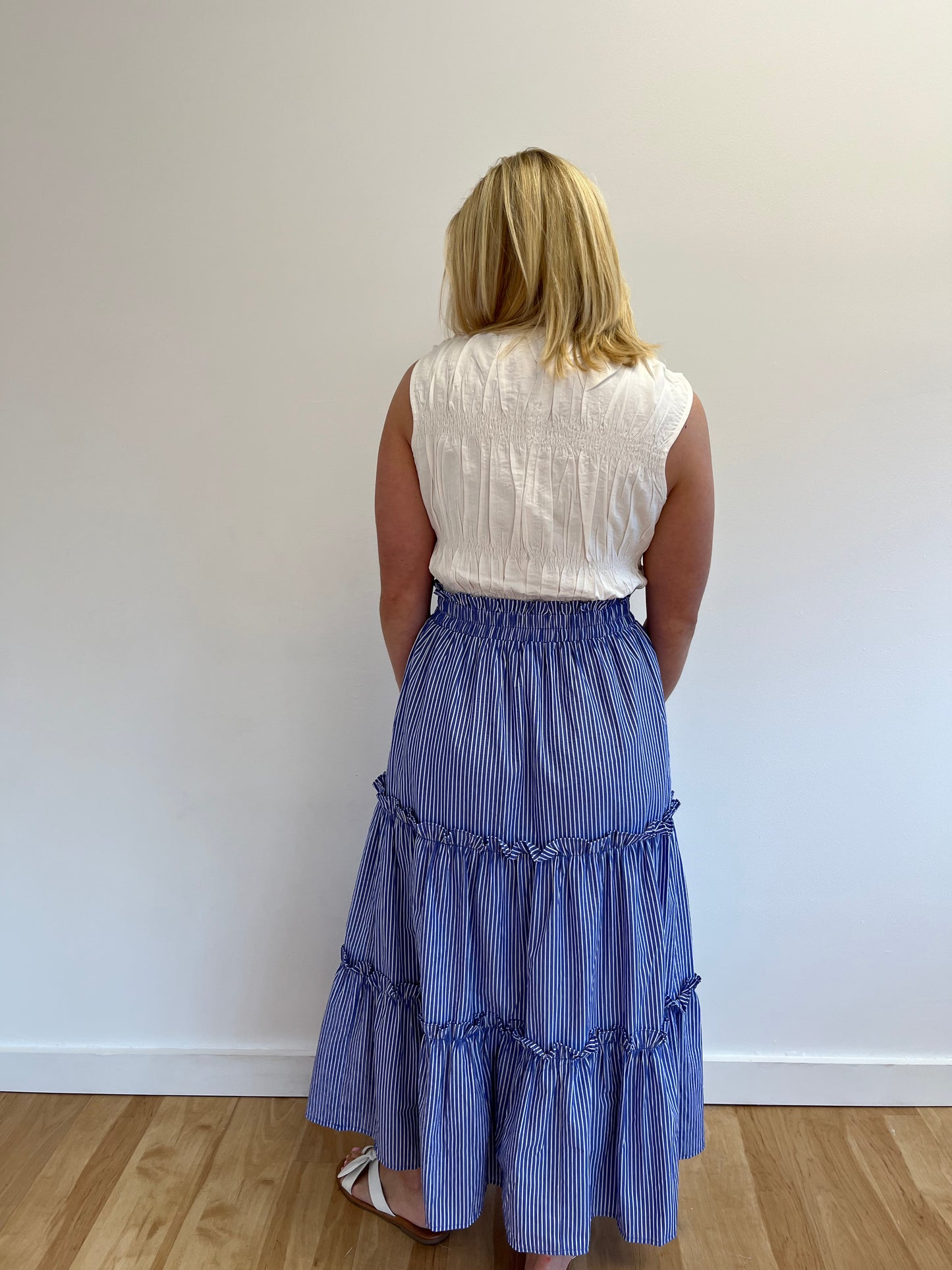 Emery Blue and White Stripe Skirt