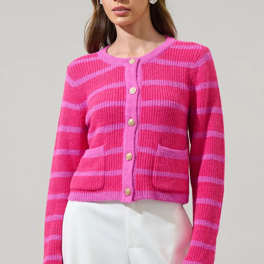 Monica Magenta Stripe Sweater