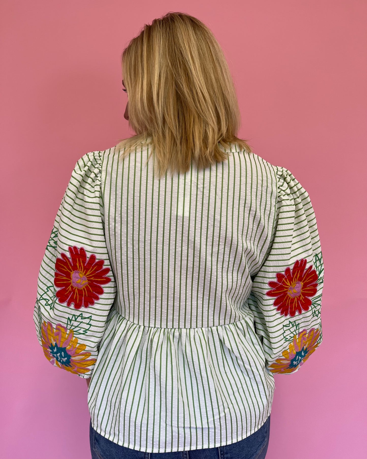 Beverly Green Stripe Floral Top