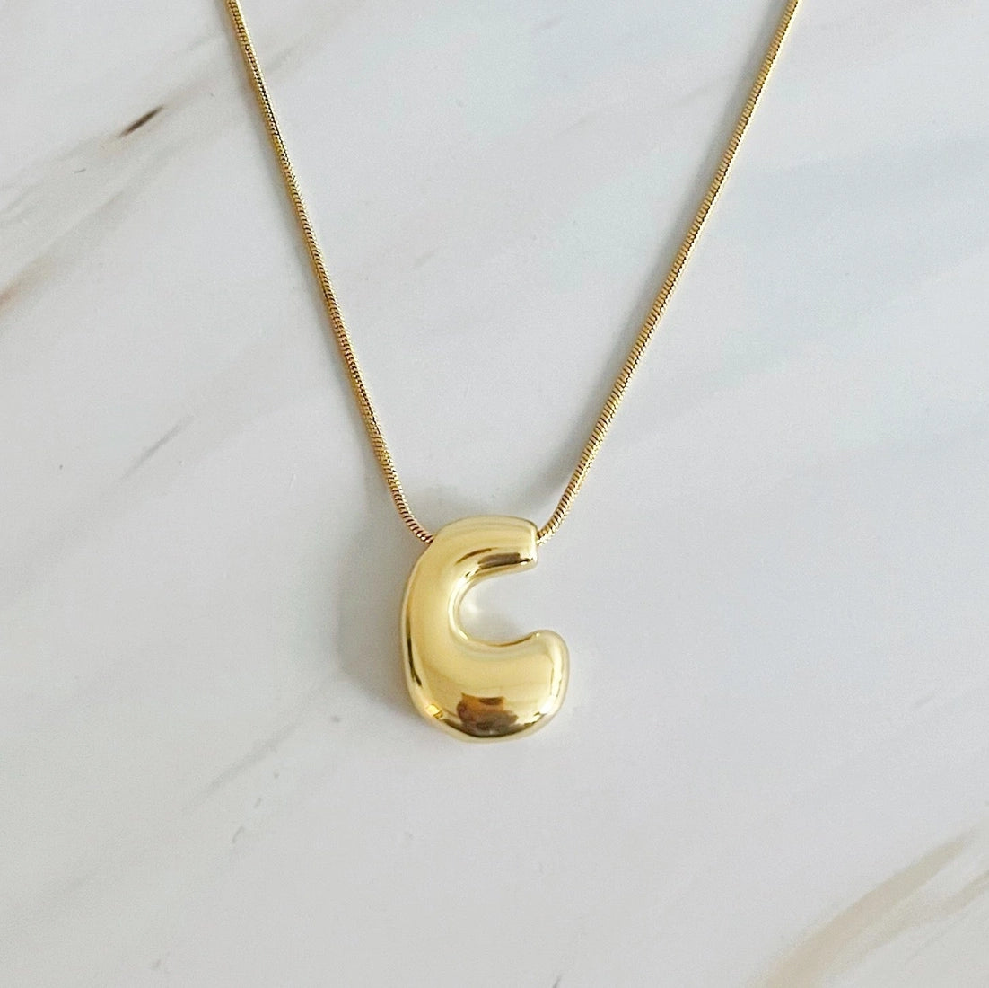 Bubble Gold Initial Necklace