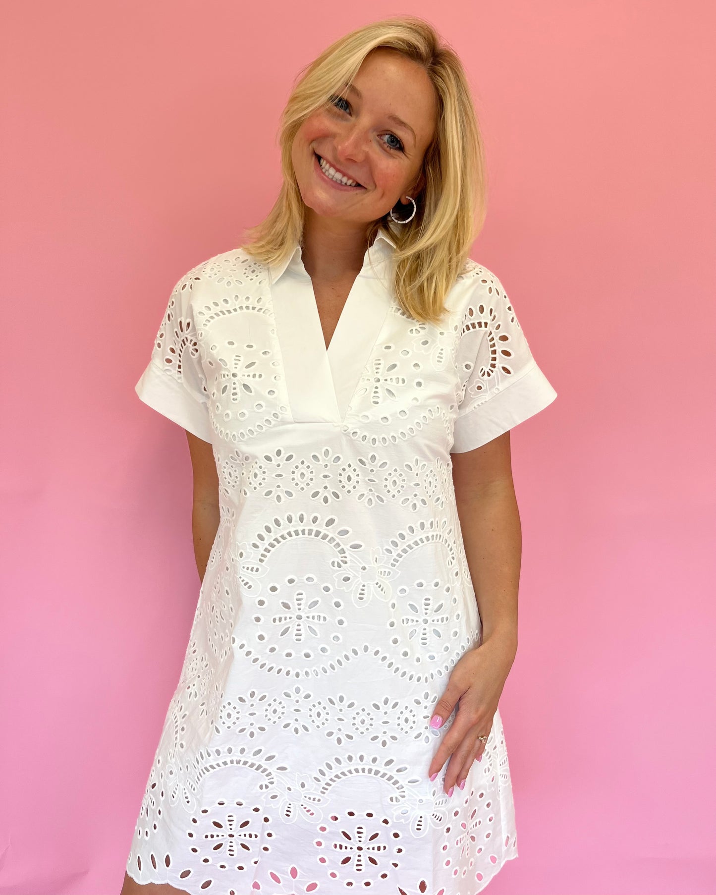 Anne White Eyelet Dress