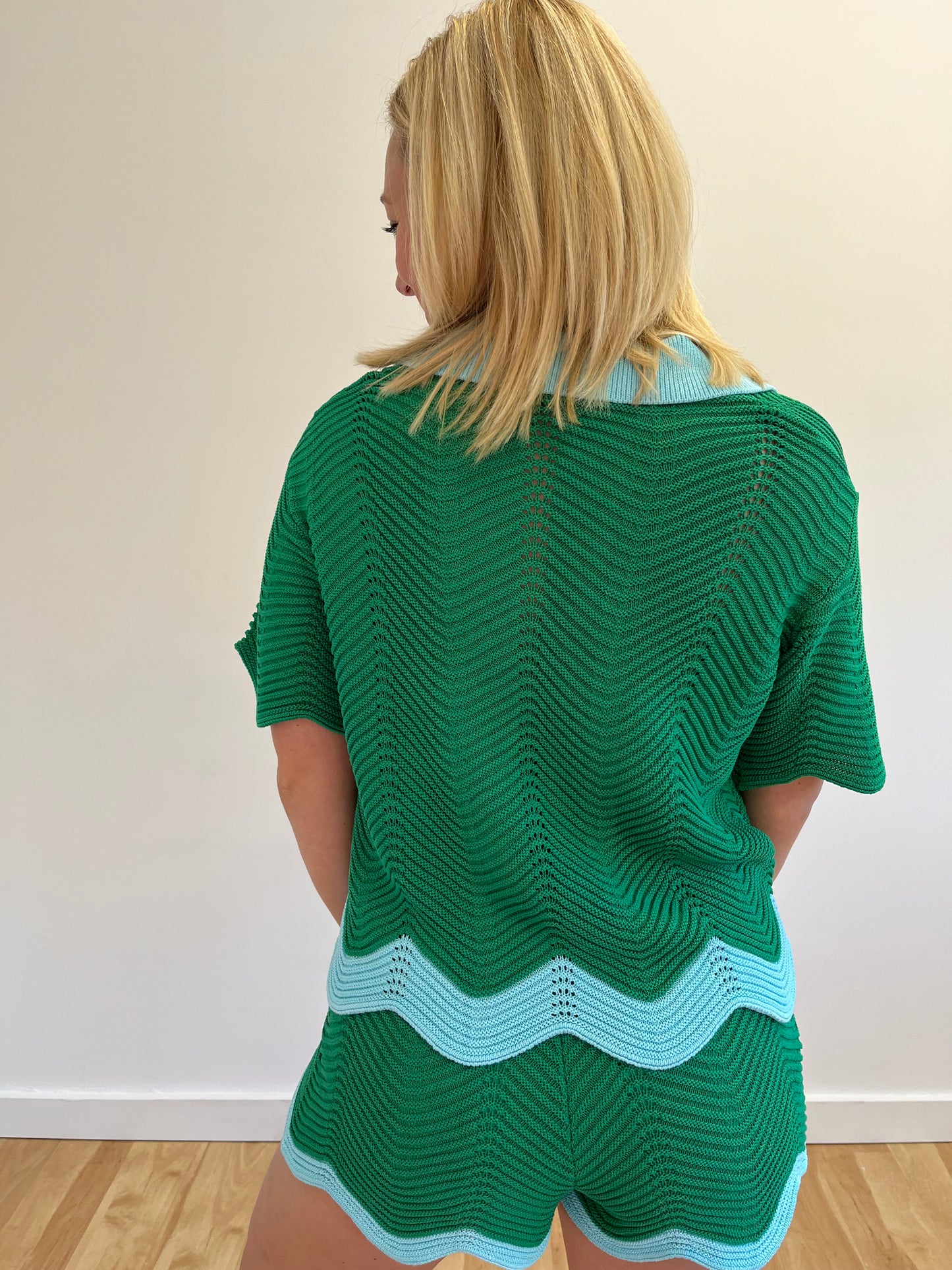 Mariah Green Scallop Knit Shorts
