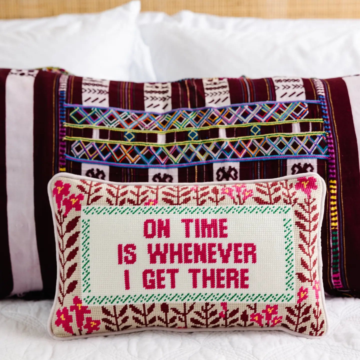 Whenever I Get There Needlepoint Pillow