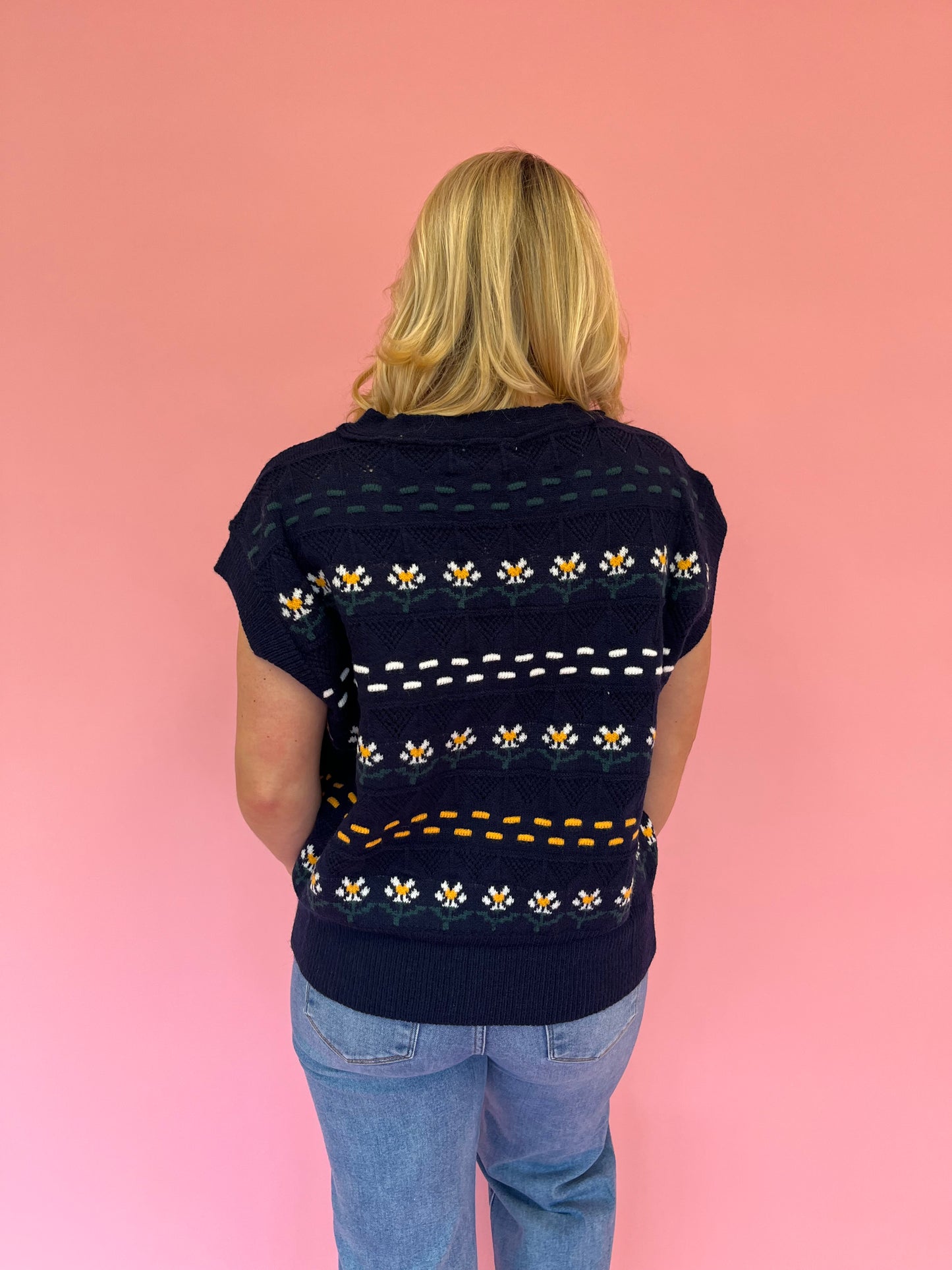 Kendra Navy Knit Sweater Vest