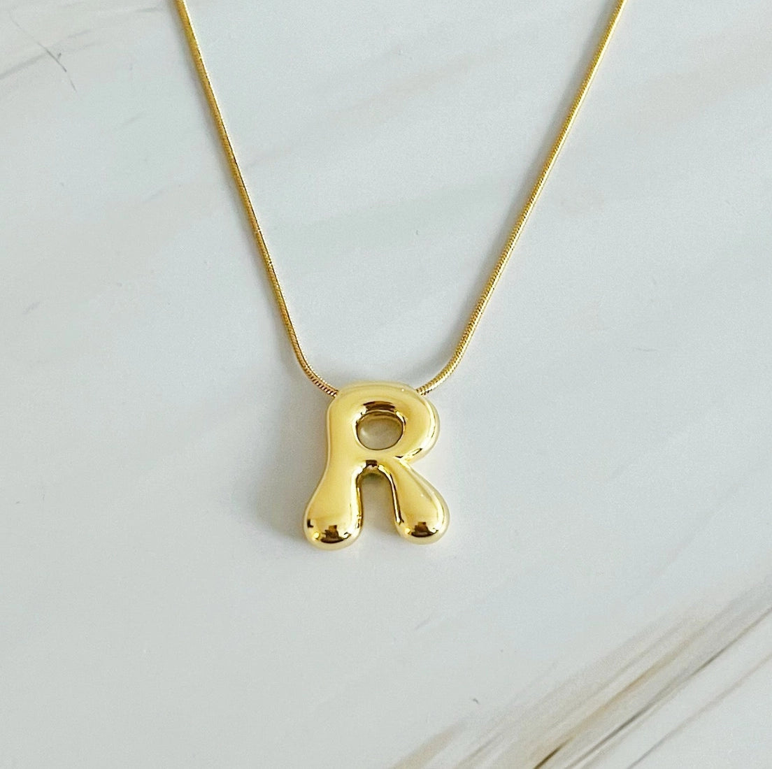 Bubble Gold Initial Necklace