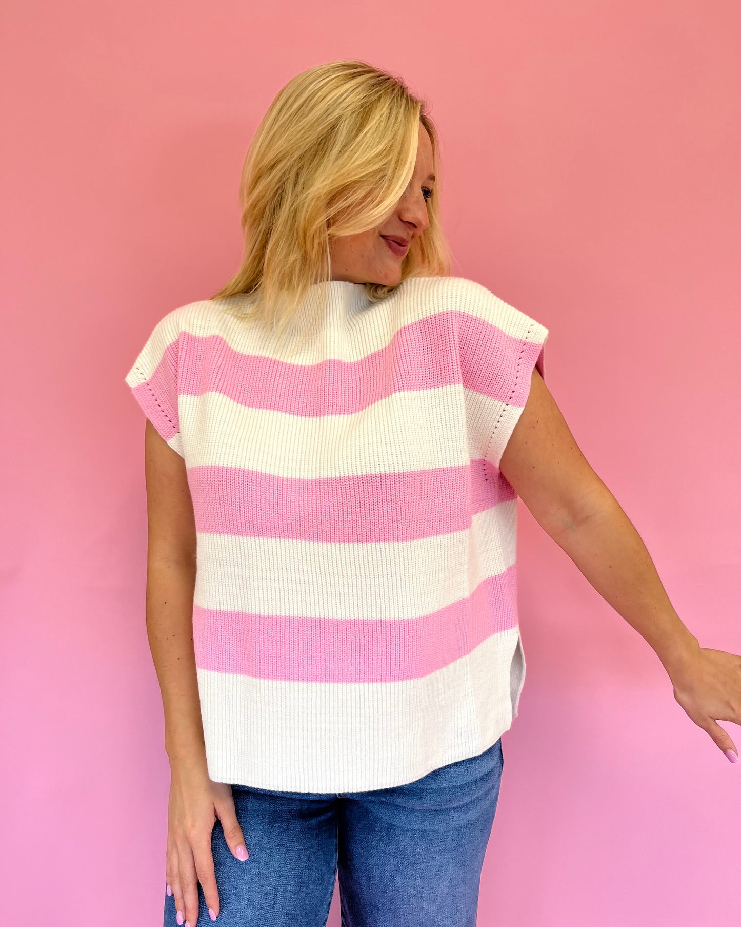 Hannah Pink Stripe Knit Top