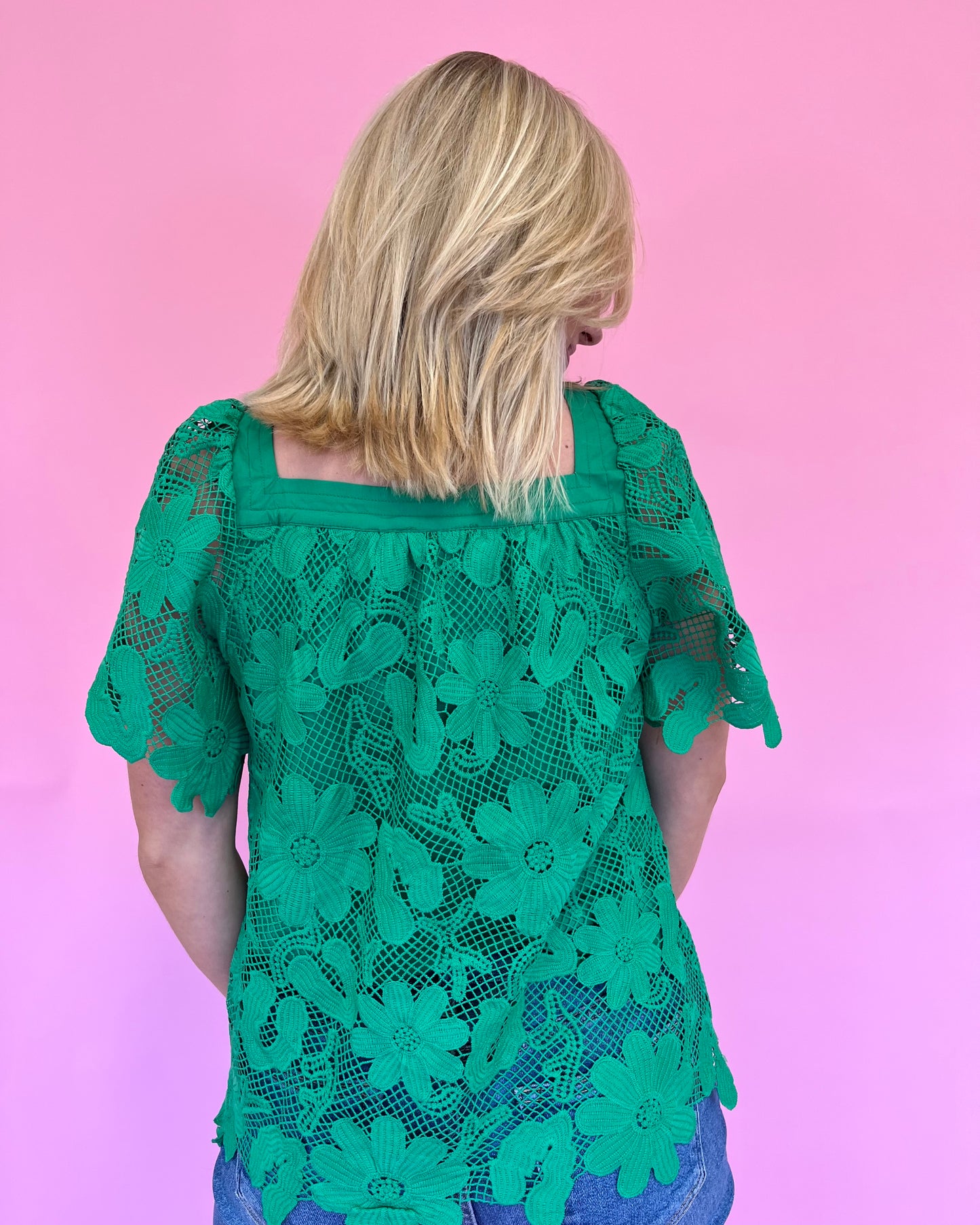 Hope Green Floral Lace Top