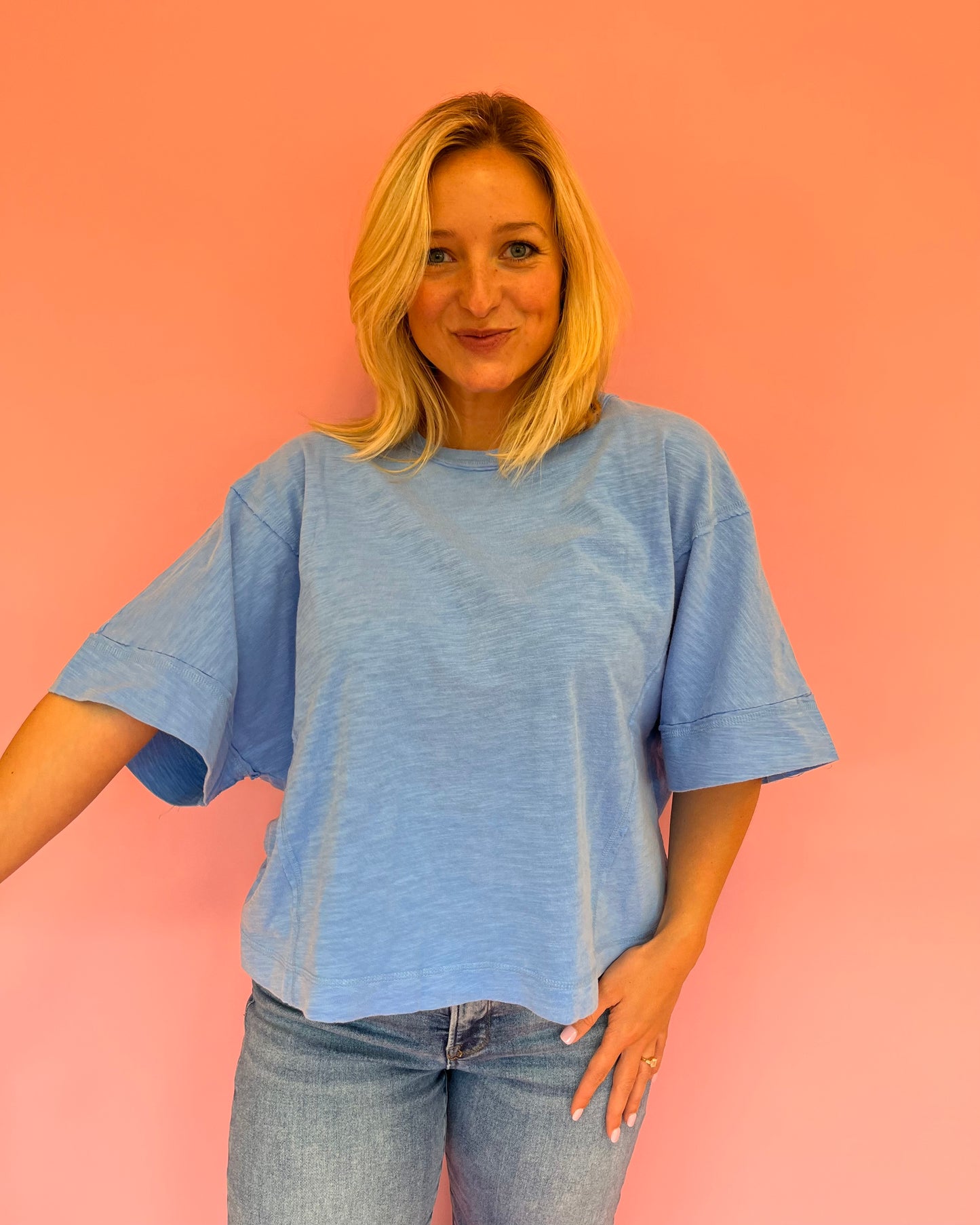 Jackie Blue Flowy Tee