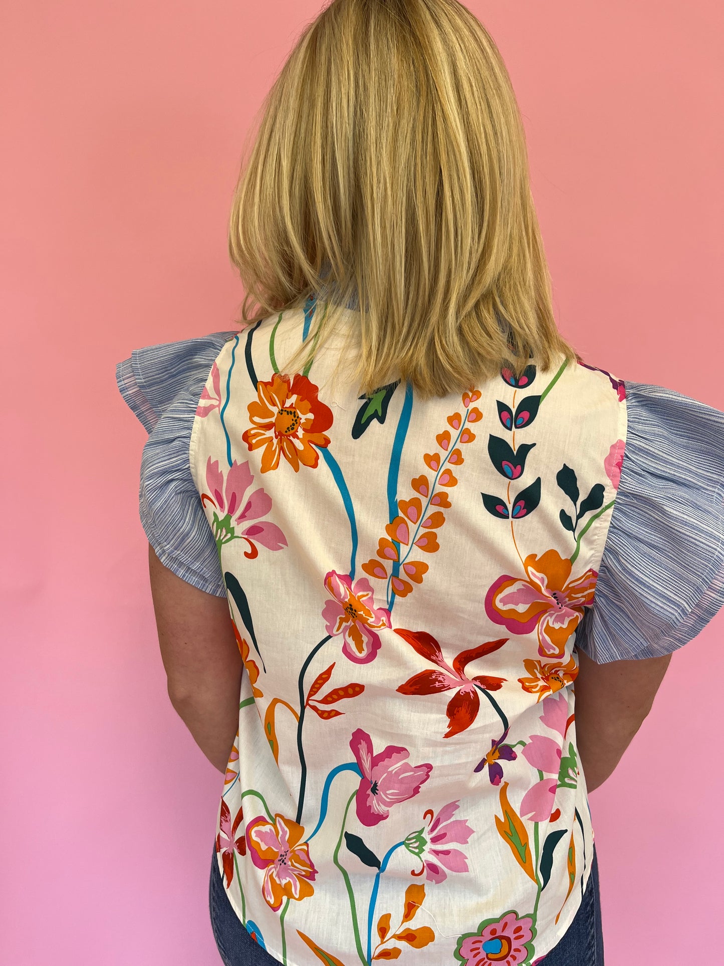 Brittany Floral Flutter Sleeve Top