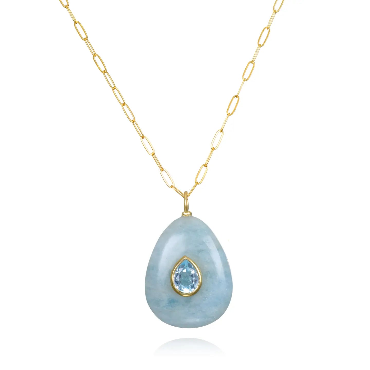 Aquamarine and Blue Topaz Pear Pendant