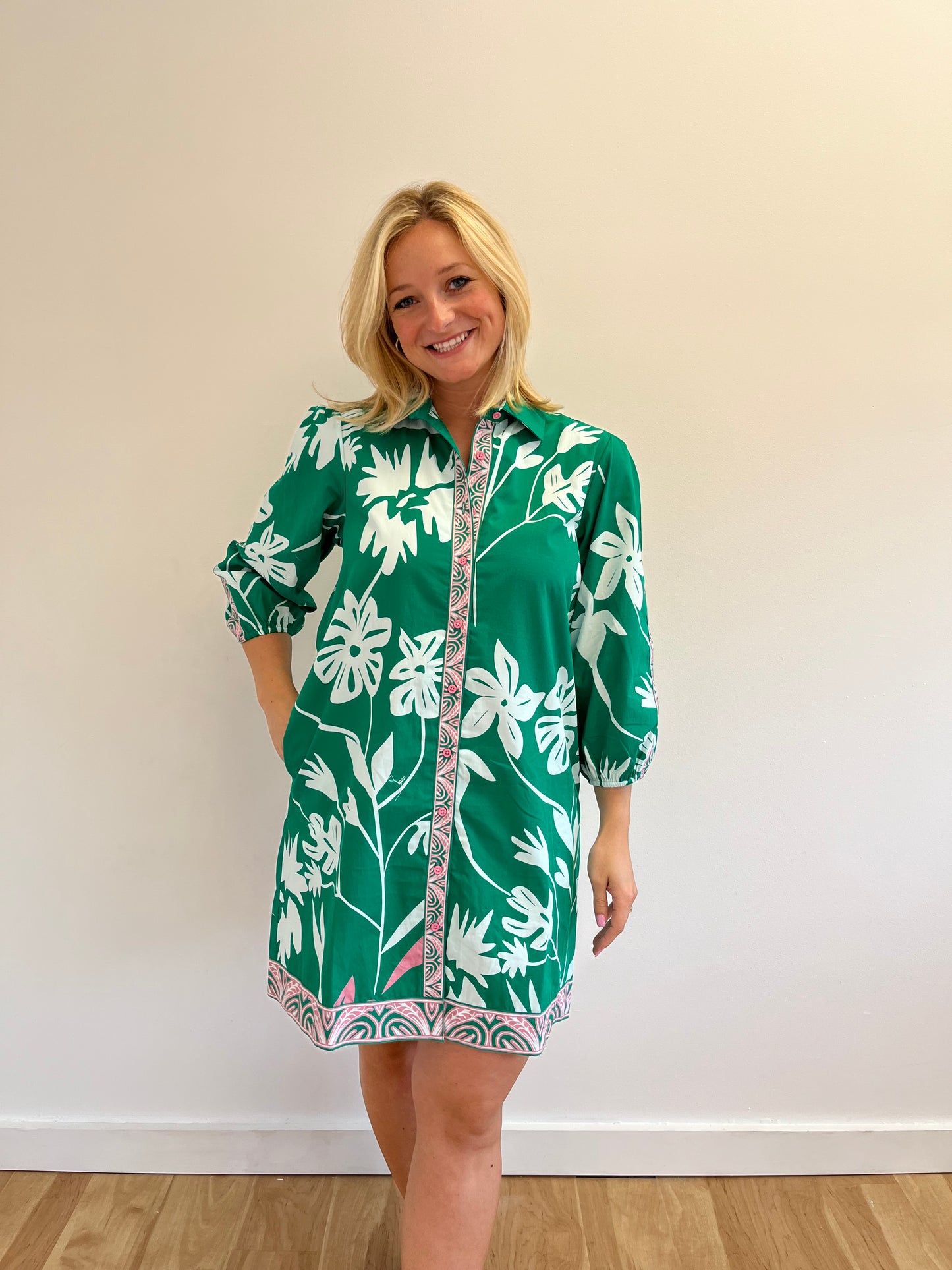 Bianca Green Floral Dress