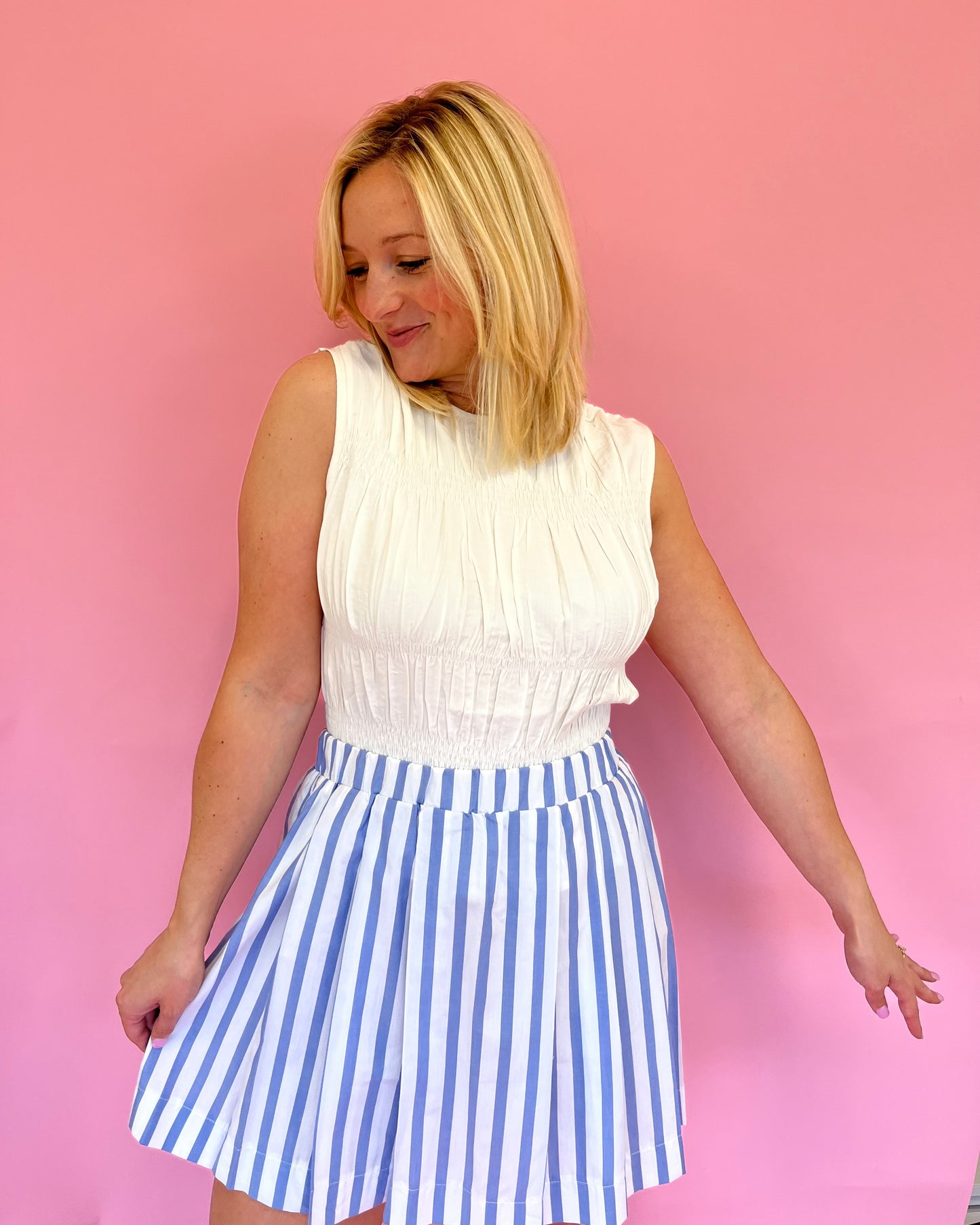 Zoe Blue Stripe Skirt