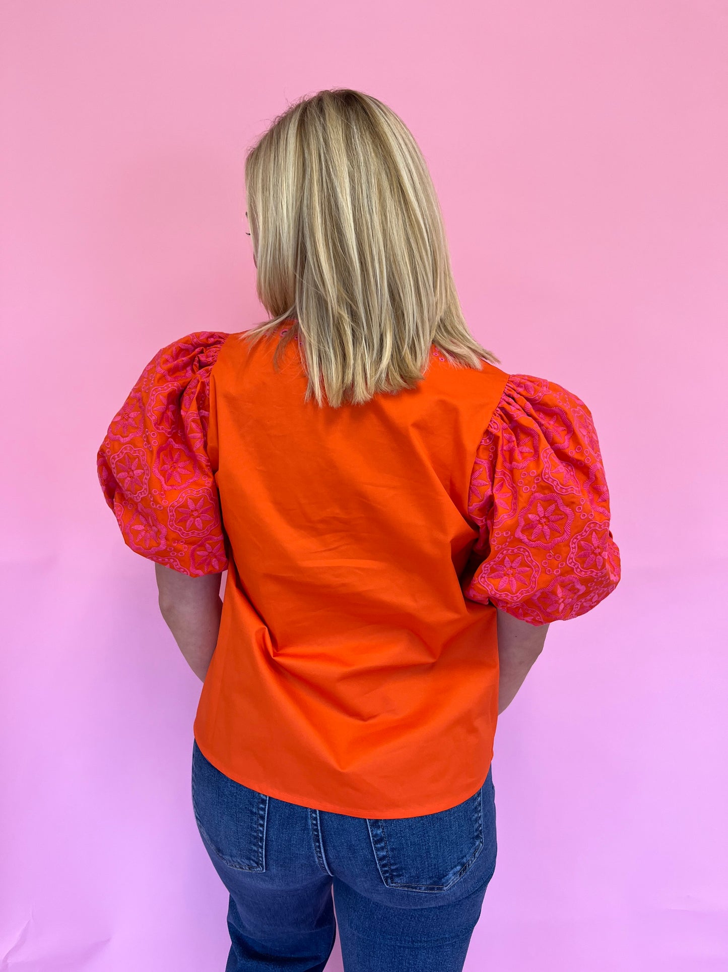 Stella Orange Embroidered Top