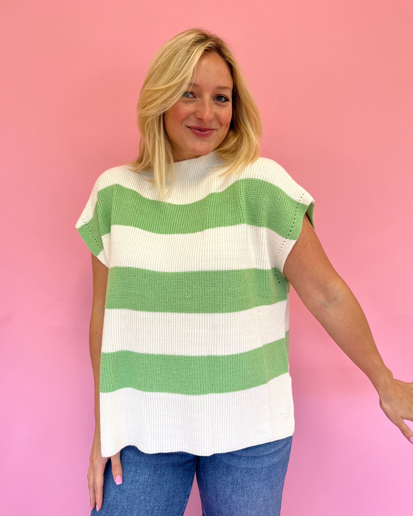 Hannah Green Stripe Knit Top