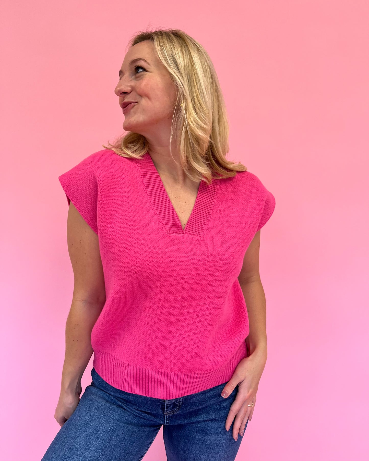 Tara Pink Sweater Vest