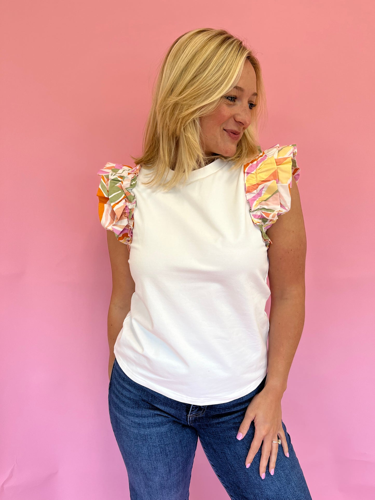 Abby Colorful Ruffle Top