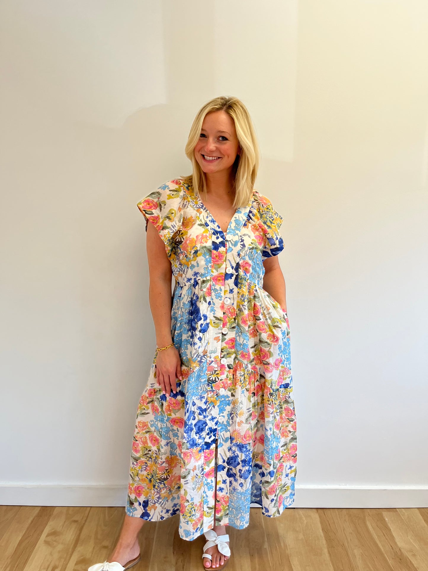 Mabel Watercolor Floral Maxi Dress